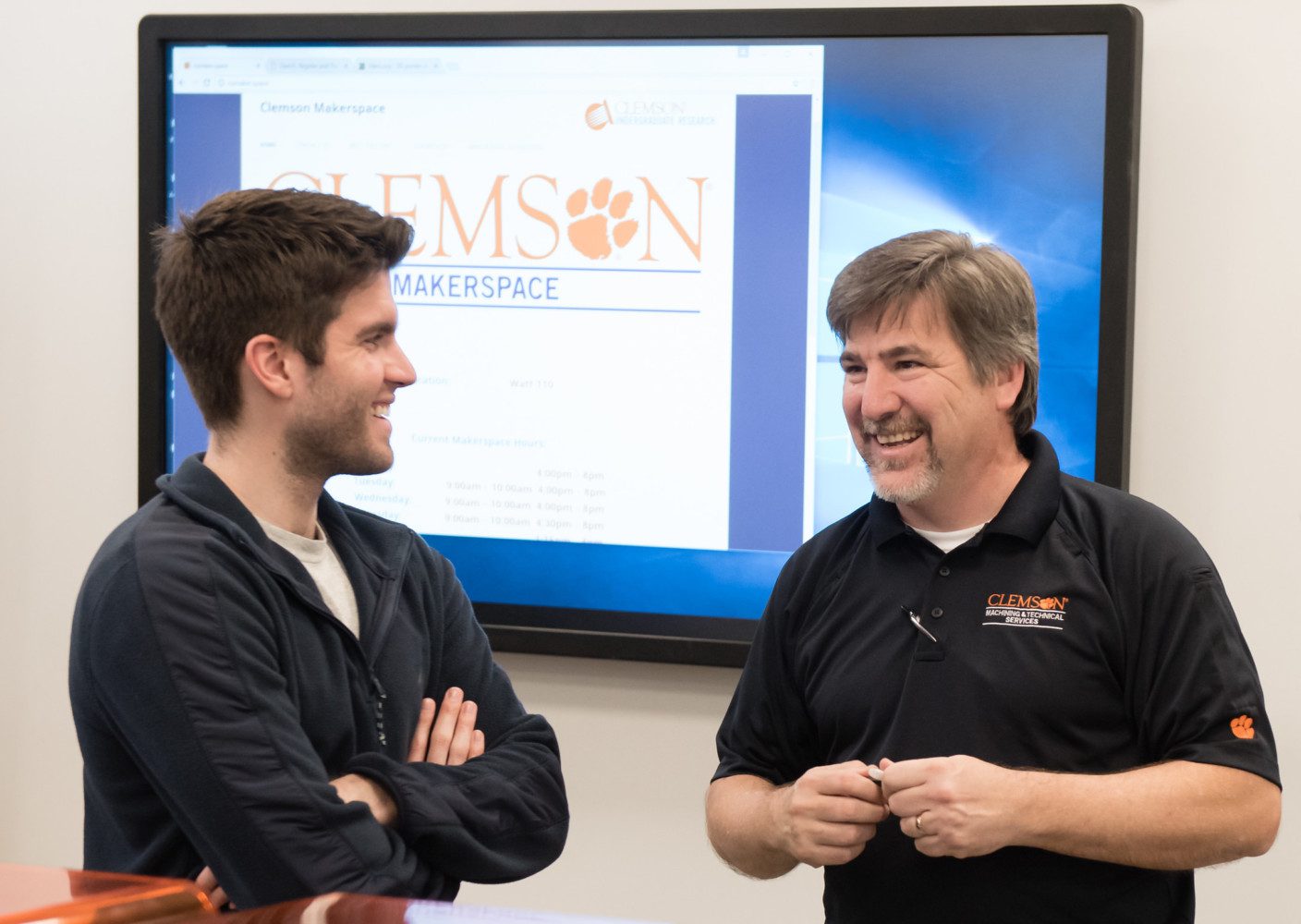 Tim Pruett (right) provided potentially life-saving proof of concept prototypes to Prisma Health.