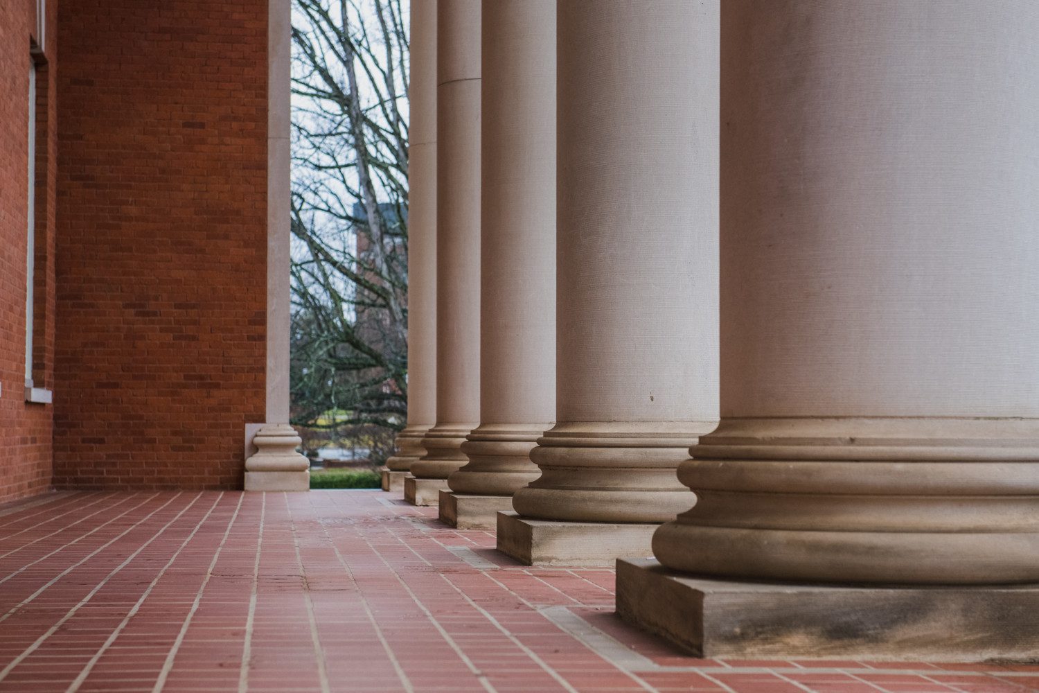 a row of columns in front of a building