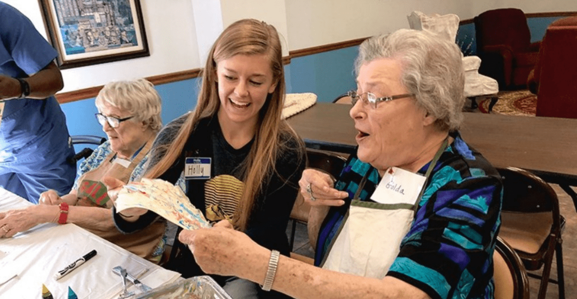 At the IEA Brain Health Club, Clemson students work with participants in a variety of activities, such as music, art therapy and games.