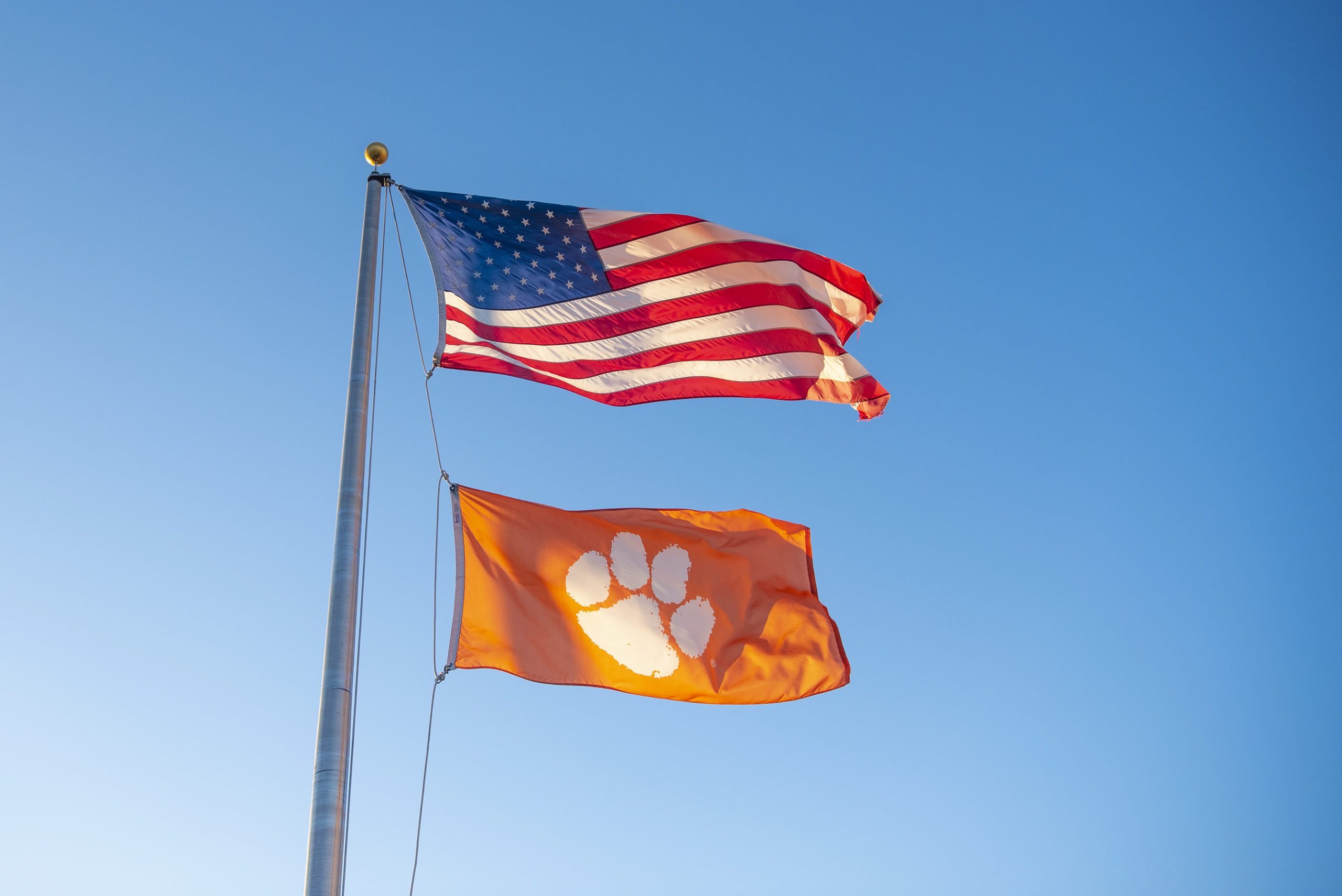 American flag with Clemson flag