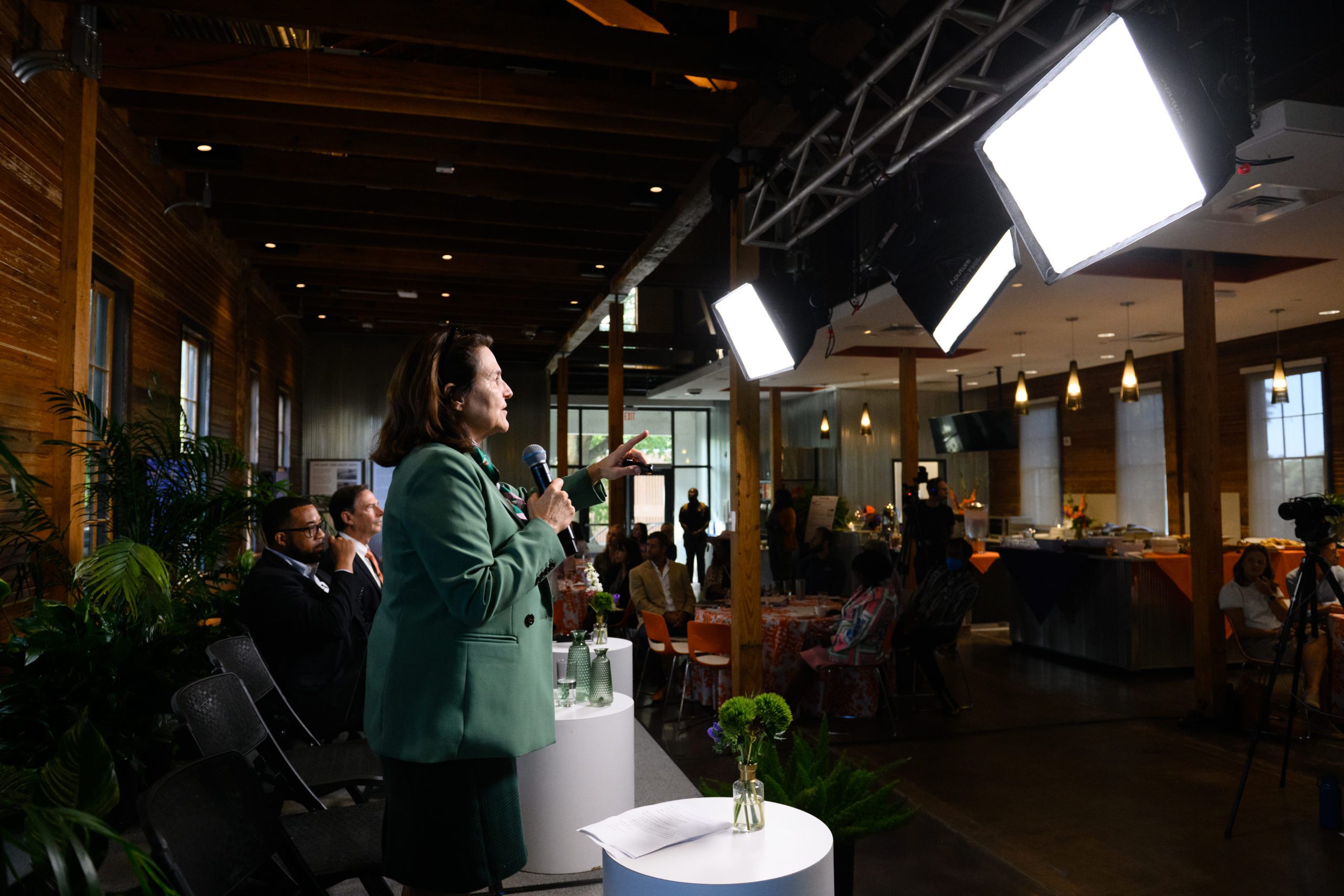 CBSHS Dean Leslie Hossfeld speaks at the inaugural Farm-to-Institution Summit held September 13-14, 2022.