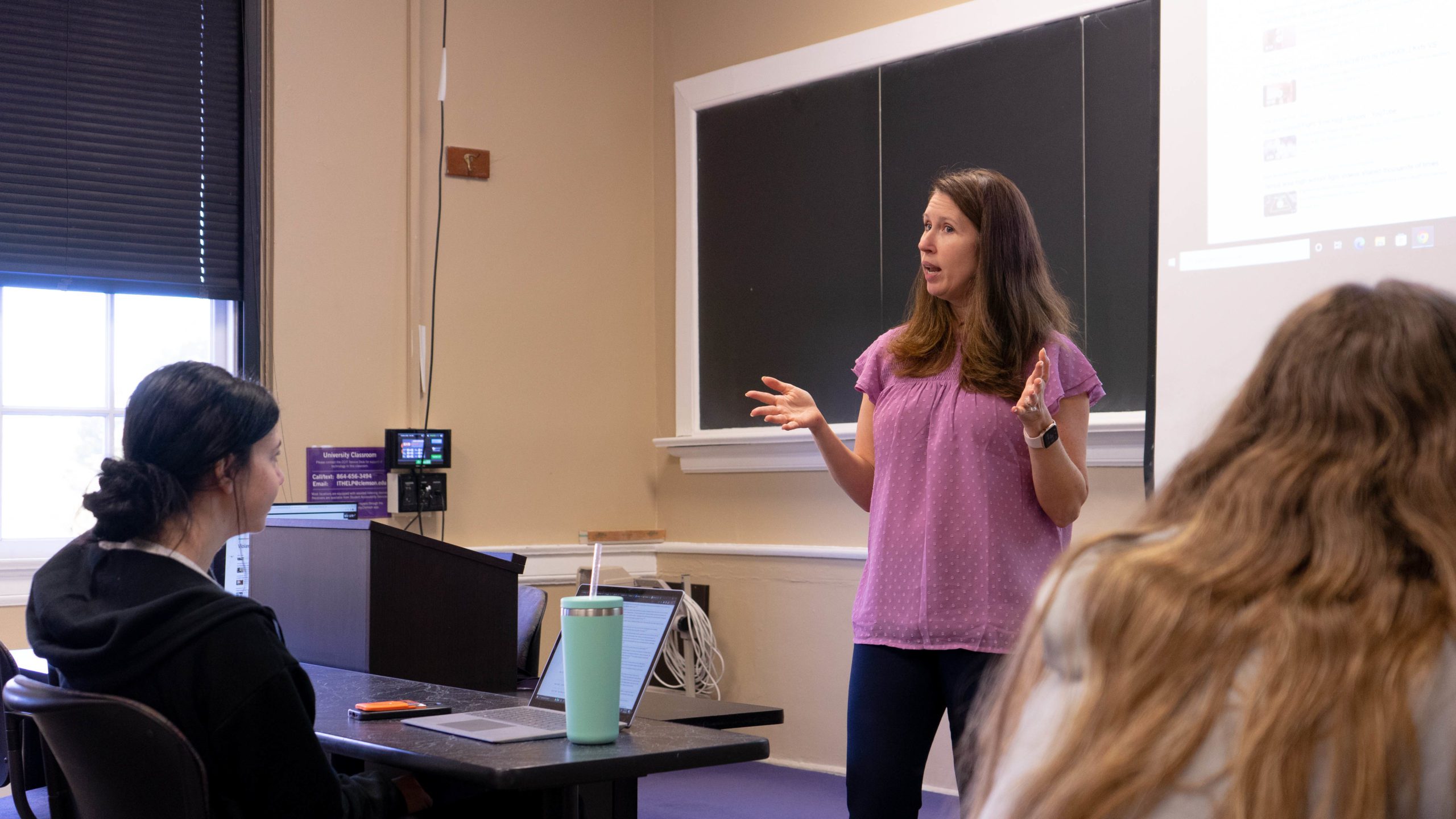 Catherine Griffith teaching a class in the Department of Education and Human Development.