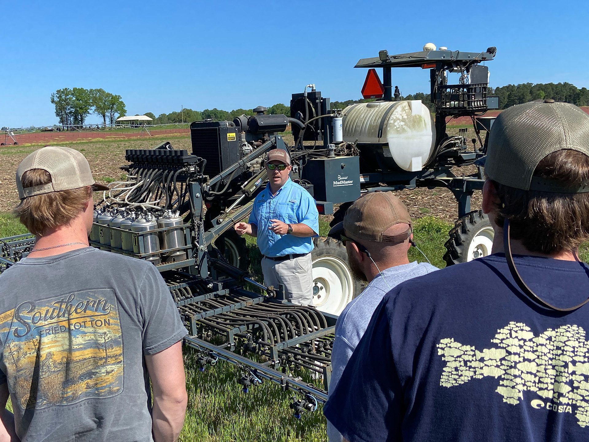 Michael Plumblee, Clemson Extension corn and soybean specialist, tells 2024 Clemson Precision Ag Field Day participants today's technology allows him to do his job more effectively.