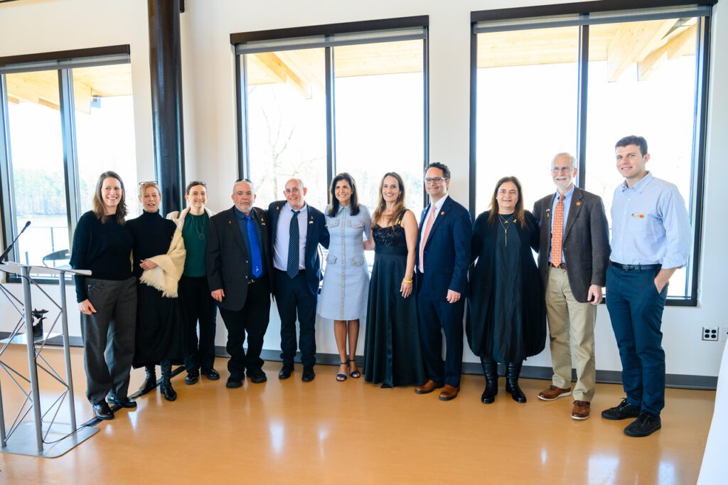 Clemson University members stand united with a delegation from Israel and Ambassador Nikki Haley as they begin their partnership to address agricultural, nutritional and environmental issues relevant to both South Carolina and Israel