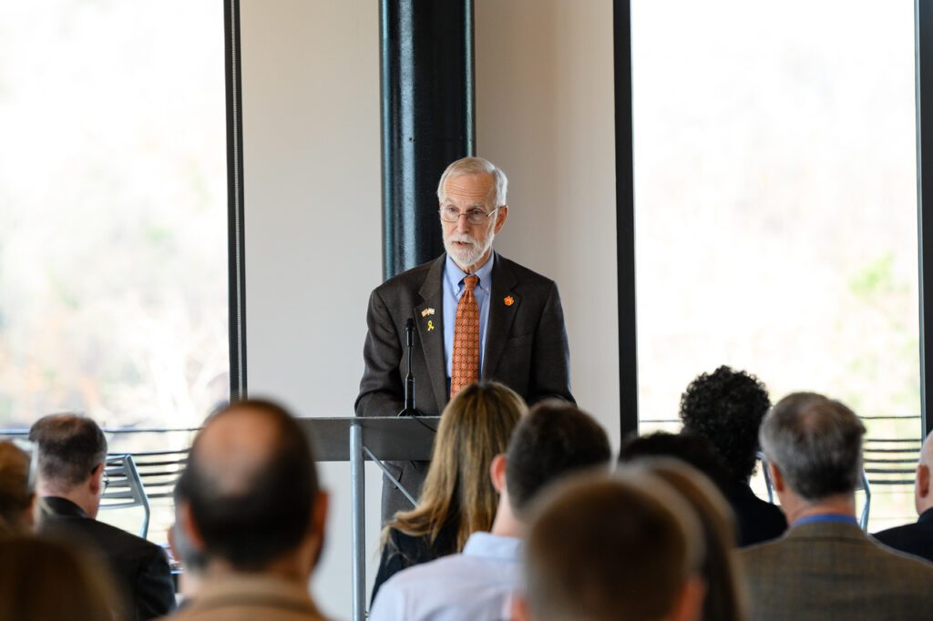Clemson Provost Bob Jones tells the group, "As a land-grant institution, Clemson University is uniquely positioned to support Sapir College’s expansion into agro-tech."