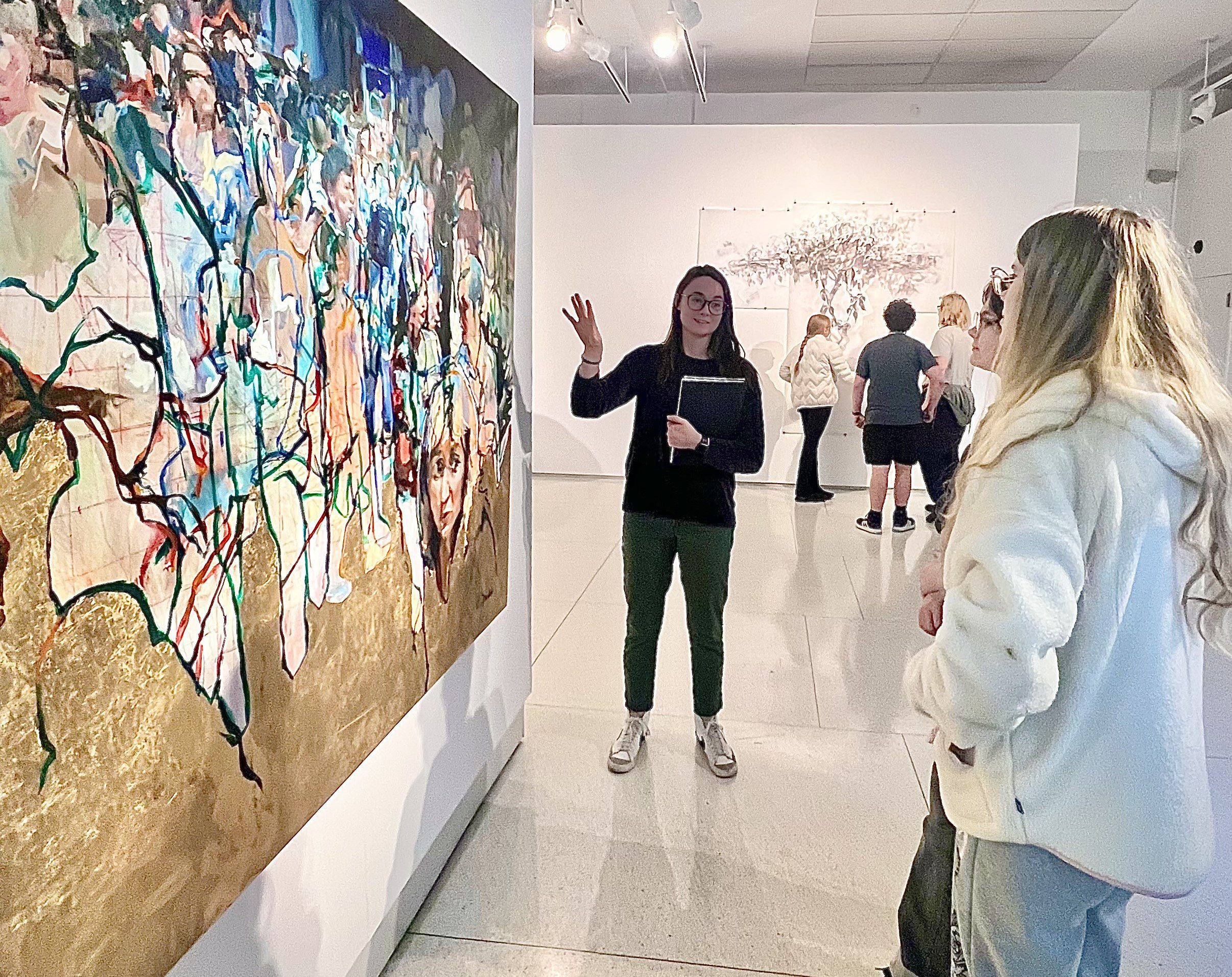 Art Student Maya McDonald '25 co-curated the "Conversation" Exhibition