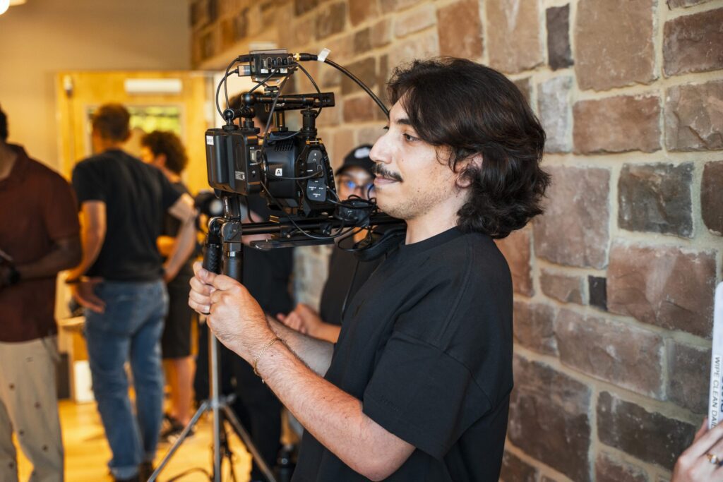 World Cinema student Sharbel Feghali operates a camera