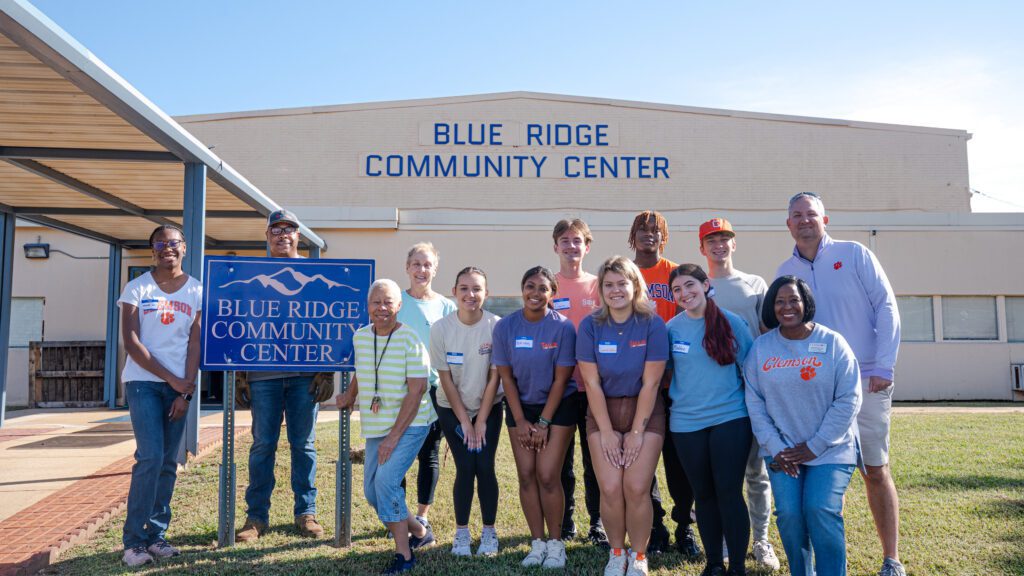 Volunteers in front of Blue Ridge Community Center