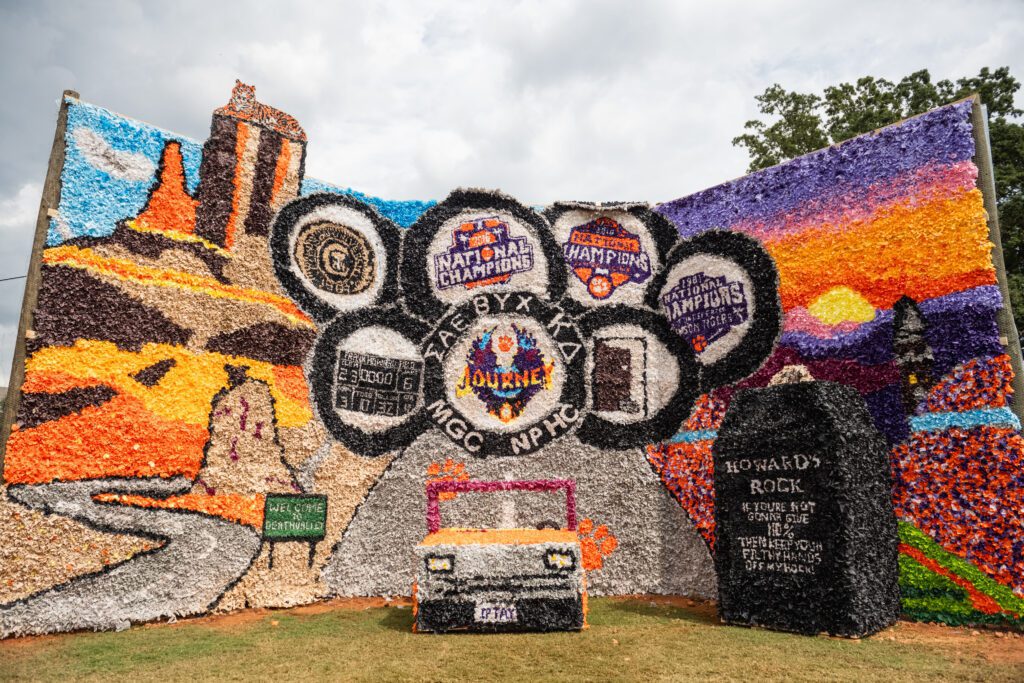 A display on Bowman Field during Homecoming Week 2024